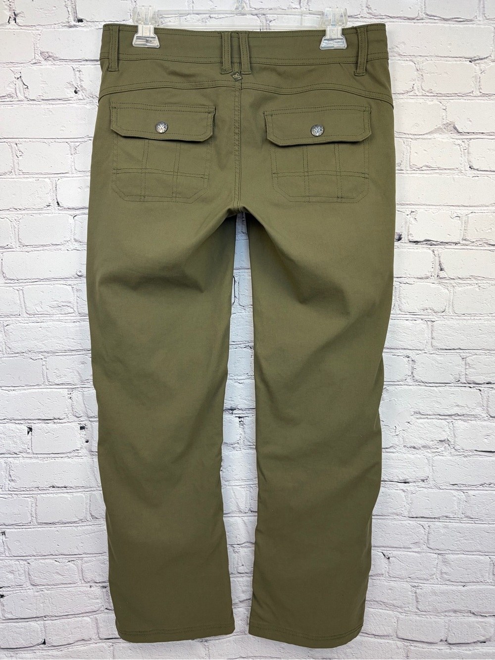 prAna Halle Outdoor Hiking Pants Roll Up Leg Olive Green Sz 6 - Picture 11 of 16